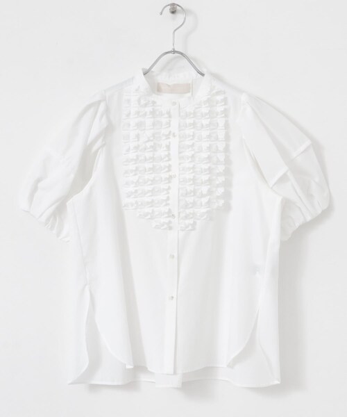 URBAN RESEARCH ROSSO（アーバンリサーチロッソ）の「MARILYN MOON　Modern tuck frill volume blouse（シャツ/ブラウス・レディース・WHITE/NAVYWHITE・FREE）」の4枚目の写真