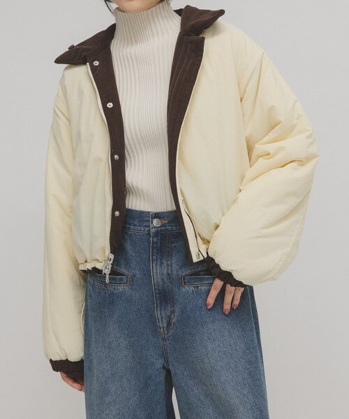 KBF（ケイビーエフ）の「リバーシブルパデッドジャケット（テーラードジャケット・レディース・IVO×IVO/BRN×CREAM/NAVY×BRN・one）」の20枚目の写真