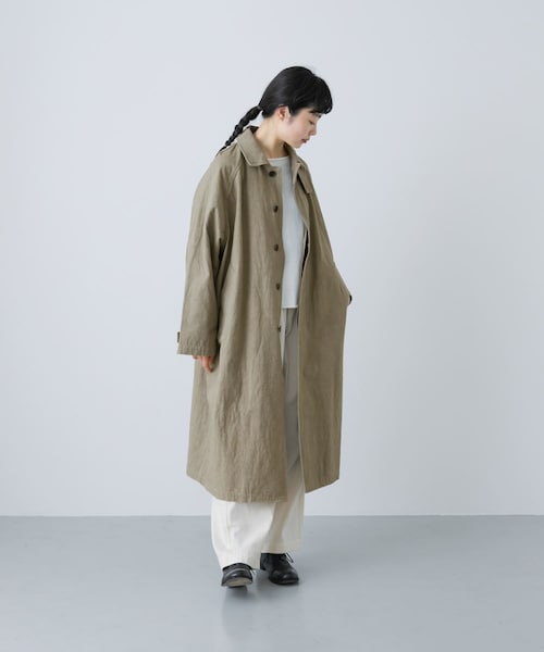 かぐれ（カグレ）の「コットンリネンステンカラーコート（ステンカラーコート・レディース・PURPLE/BEIGE・FREE）」の9枚目の写真