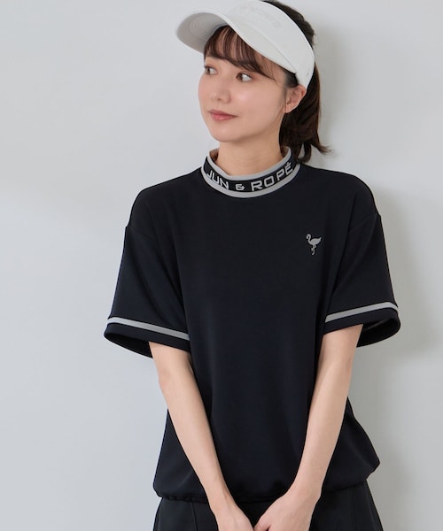 ROPE'（ロペ）の「【セットアップ対応】ダンボールニット5分袖配色プルオーバー（Tシャツ/カットソー・レディース・ブラック/ダークブラウン/オリーブ/ブラウン/モスグリーン/サックス・L/M/S）」の5枚目の写真