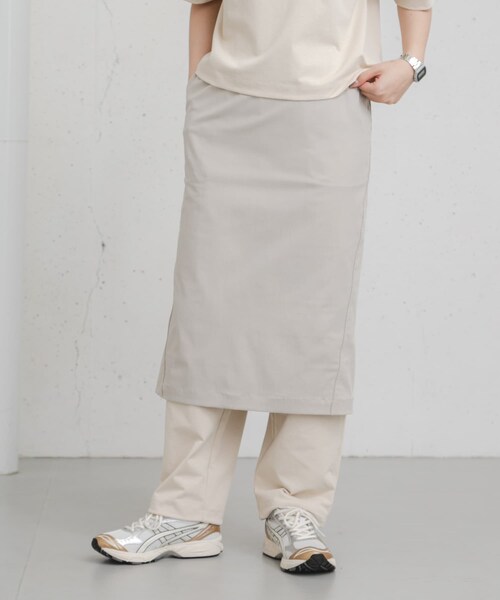 EKAL（エカル）の「『吸水速乾/UVカット』coolmaxカーブラインストレートスカート（スカート・レディース・チャコール/アイボリー・one）」の6枚目の写真