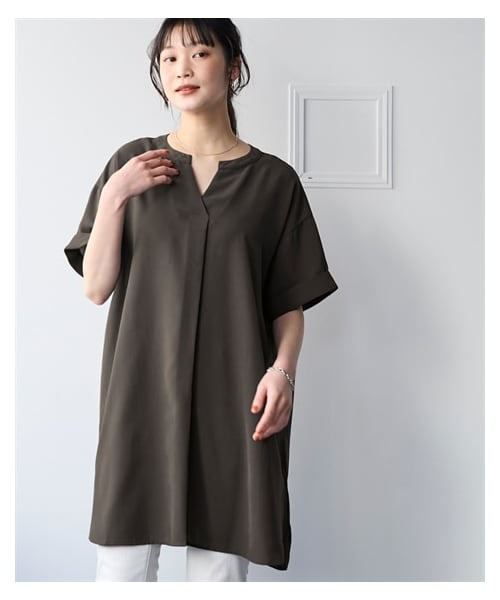 nissen（ニッセン）の「とろみブロードスキッパーチュニック（イージーケア・吸汗速乾）＜大きいサイズ有＞（チュニック・レディース・オフホワイト/チャコール/ブルー/ライトグレー/ラベンダー/モスグリーン・L/LL/3L/4L/5L/6L/8L/10L/M/S）」の11枚目の写真