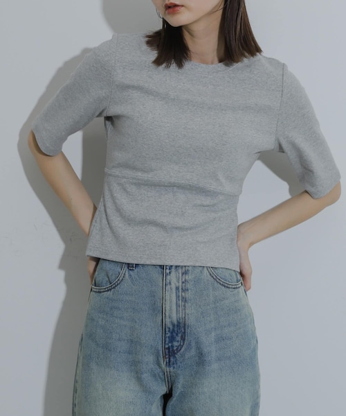 SENSE OF PLACE by URBAN RESEARCH（センスオブプレイスバイアーバンリサーチ）の「ウエストリブコンパクトトップ（Tシャツ/カットソー・レディース・L.GRAY/IVORY/BLACK/RED・one）」の6枚目の写真