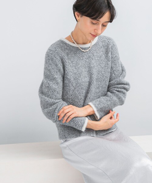 URBAN RESEARCH ROSSO（アーバンリサーチロッソ）の「ダイヤ柄編ラメミックスニット（ニット/セーター・レディース・OFF WHITE/BABY PINK/SILVER・Free）」の15枚目の写真