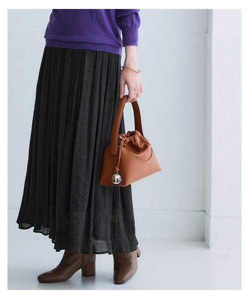 nissen（ニッセン）の「ふわり軽いエアリースラブスカート（マキシ丈）＜大きいサイズ有＞（スカート・レディース・黒/グレー/ライトグレー/ライラック/ベージュ/モーブピンク/ロイヤルブルー/ブラッドオレンジ/ローズピンク/マスタード・S/M/L/LL/3L/4L/5L/6L/8L/10L）」の13枚目の写真