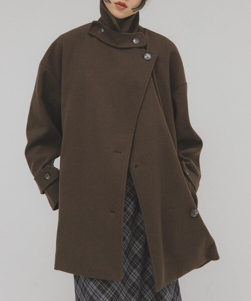 KBF（ケイビーエフ）の「BIGカラーミドルコート（テーラードジャケット・レディース・FOG BEIGE/BROWN/BLACK・one）」の16枚目の写真