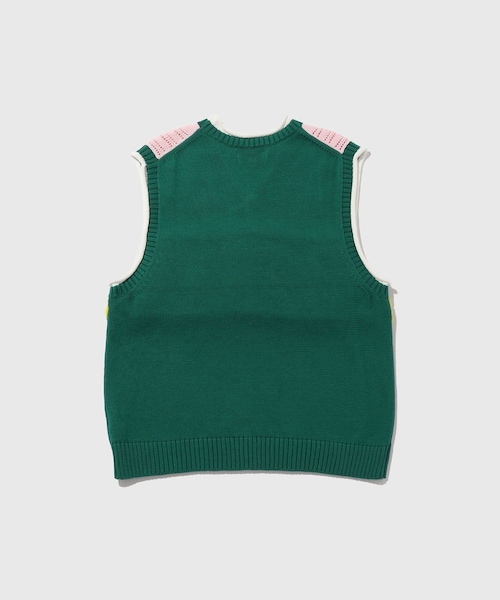 ADAM ET ROPE'(アダムエロペ)の「【LIBRIO MENDONCA/リブリオ メンドンサ】KNIT MOP VEST(ベスト・メンズ・ブラック/グリーン・F)」の9枚目の写真