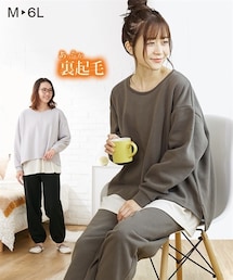 nissen | 【産前・産後　授乳服】あったか裏起毛　裾レイヤードルームウエア上下セット(マタニティウェア/グッズ)