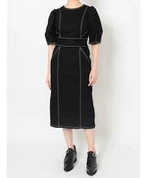 MURUA | ギャザースリーブステッチワンピース(ワンピース)