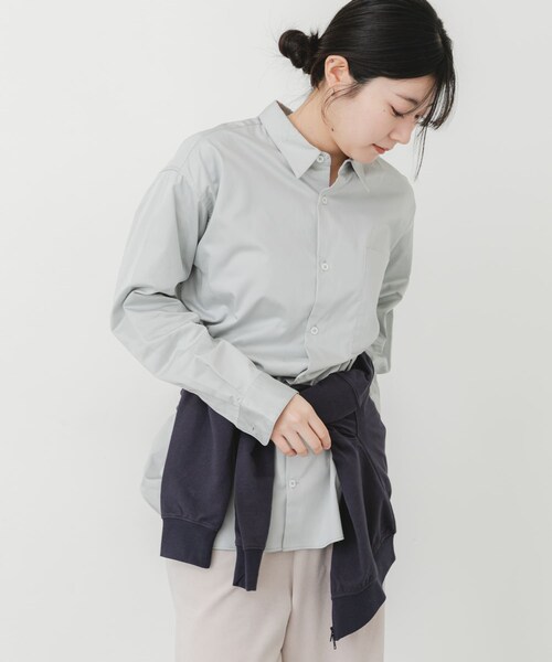 EKAL(エカル)の「cotton crispシャツ(シャツ/ブラウス・レディース・ストライプ/イエロー/グレー・One)」の6枚目の写真