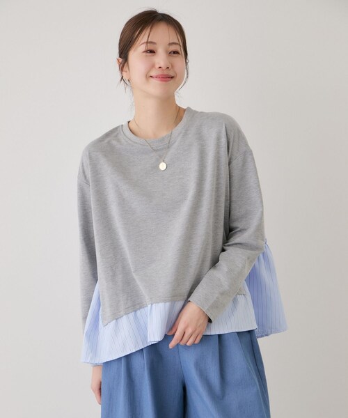 Jayro(ジャイロ)の「ストライプ切替プルオーバー(Tシャツ/カットソー・レディース・ブラック系/グレー/ホワイト系/ネイビー・M)」の12枚目の写真