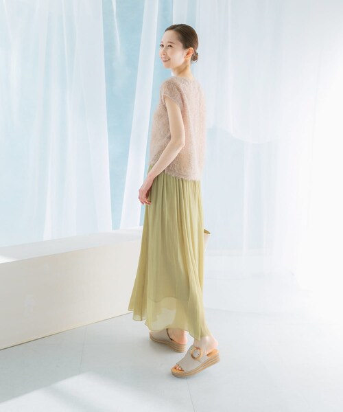 URBAN RESEARCH ROSSO（アーバンリサーチロッソ）の「グロッシーギャザーフレアスカート（スカート・レディース・PISTACHIO/ORANGE/NAVY・FREE）」の7枚目の写真