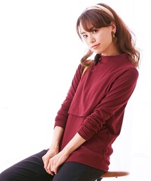 nissen | 【産前・産後　授乳服】授乳しやすい　モックネック長袖マタニティＴシャツ(マタニティウェア/グッズ)