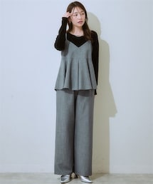 nissen | キャミソールセットアップ（タックキャミソール＋セミワイドパンツ）＜大きいサイズ有＞(セットアップ)