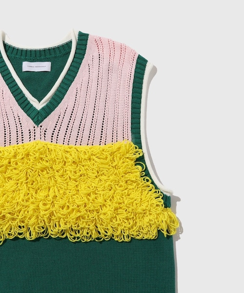 ADAM ET ROPE'(アダムエロペ)の「【LIBRIO MENDONCA/リブリオ メンドンサ】KNIT MOP VEST(ベスト・メンズ・ブラック/グリーン・F)」の5枚目の写真