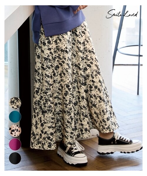 nissen（ニッセン）の「大きいサイズ マーメイドシルエットスカート（スカート・レディース・黒/インクブルー/パープル/線画フラワー(オフホワイト)/ダルメシアンモカ・L/LL/3L/4L/5L/6L/8L/10L）」の3枚目の写真