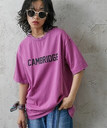 GEVS. | 大きいサイズ綿100％ピグメント染ロゴプリントカラーTシャツGEVS.(Tシャツ/カットソー)