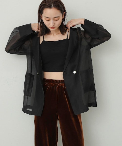 SENSE OF PLACE by URBAN RESEARCH（センスオブプレイスバイアーバンリサーチ）の「シアーテーラードジャケット（テーラードジャケット・レディース・BLACK/IVORY/BROWN・one）」の13枚目の写真