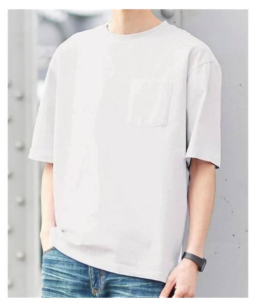nissen（ニッセン）の「綿１００％ヘビーウェイトオーバーサイズ５分袖Tシャツ（胸ポケット付）【大きいサイズ有】（Tシャツ/カットソー・メンズ・オフホワイト/チャコール/ネイビー/黒・M/L/LL/3L/4L/5L/6L/8L/10L）」の12枚目の写真