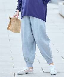 nissen | <大きいサイズ>楽ちんデニム裾リブパンツ(ゆったりヒップ)(パンツ)