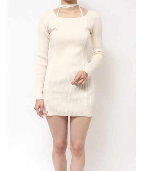 タイトニットミニワンピース