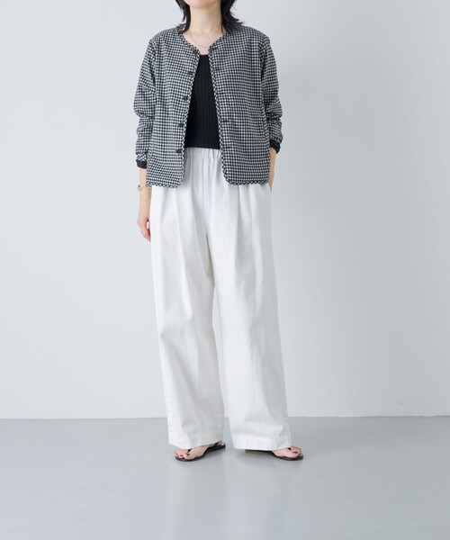 かぐれ(カグレ)の「Yoli GINGHAM REVERSIBLE JACKET(ノーカラージャケット・レディース・BLACKBLACK・1)」の6枚目の写真
