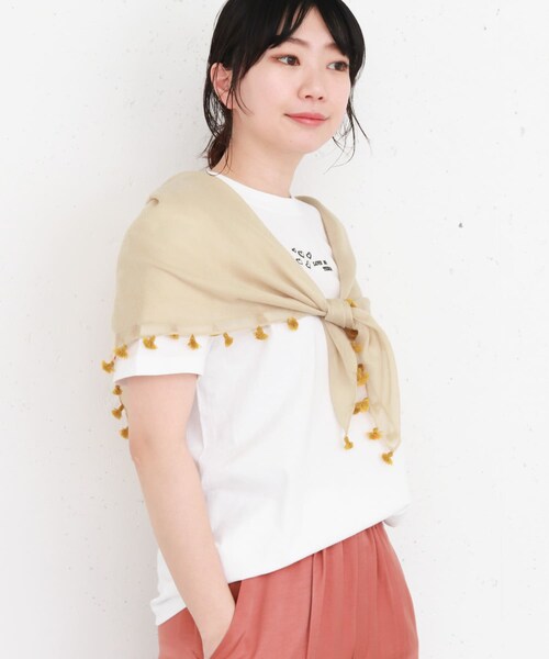 KBF（ケイビーエフ）の「タッセル付きストール（ストール/ショール・レディース・TERRACOTTA/BEIGE・One/one）」の2枚目の写真