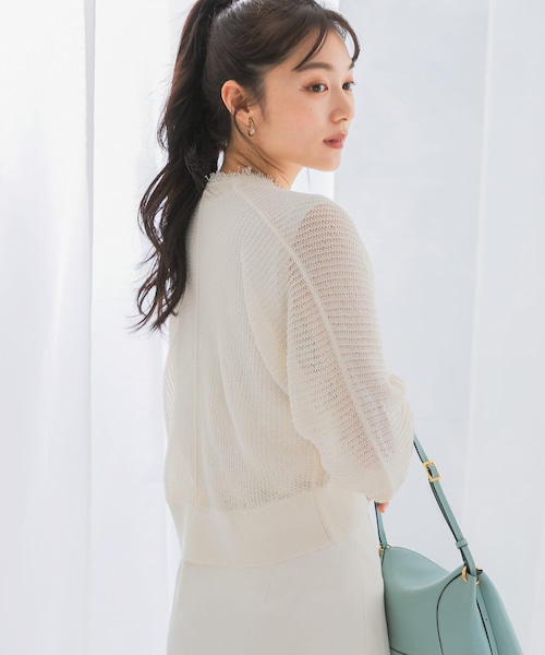 URBAN RESEARCH ROSSO（アーバンリサーチロッソ）の「柄編みフリンジカーディガン（カーディガン/ボレロ・レディース・navy/off/aqua・FREE）」の6枚目の写真