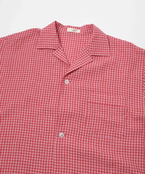 URBAN RESEARCH（アーバンリサーチ）の「『別注』Cale×URBAN RESEARCH　ギンガムチェックカバーオール（シャツ/ブラウス・メンズ・PINK×RED・3/4）」の8枚目の写真