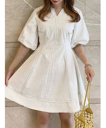 dazzlin | スリットネックデニムステッチワンピース(ワンピース)