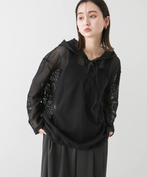 SENSE OF PLACE by URBAN RESEARCH(センスオブプレイスバイアーバンリサーチ)の「フーデットメッシュトップ(その他トップス・レディース・BLACK/IVORY/BROWN・one)」の14枚目の写真