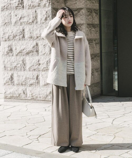 ITEMS URBANRESEARCH(アイテムズ アーバンリサーチ)の「ボア切替ジャケット(テーラードジャケット・レディース・L.BEG/GRY・Free)」の21枚目の写真