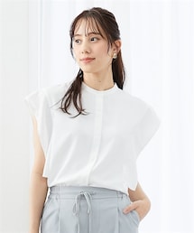 7days Life Styling | ストレッチパウダーサテンスクエアスリーブブラウス（しわになりにくい・速乾・洗濯機OK・UVカット・接触冷感）(シャツ/ブラウス)