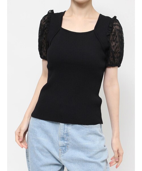 CALNAMUR（カルナムール）の「FLOWER EMB KNIT/フラワーエンブロダリーニット（ニット/セーター・レディース・ホワイト/ブラック/グリーン・F）」の9枚目の写真