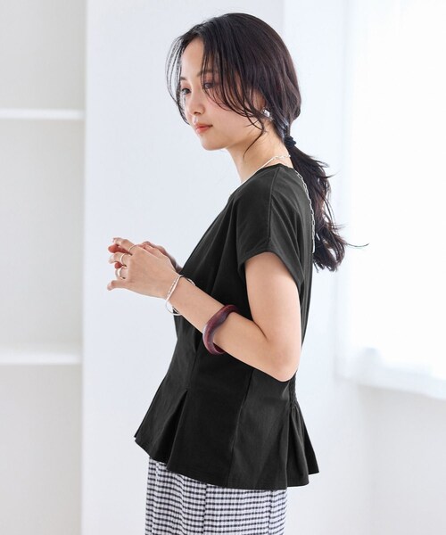 VIS(ビス)の「ウエストタックデザインTシャツ(Tシャツ/カットソー・レディース・ブラック/ホワイト/ダークブラウン/ピンク・F)」の12枚目の写真