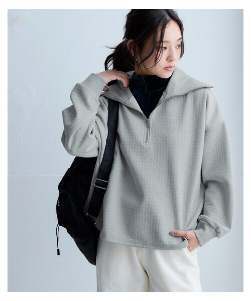 8月迄お値下げブリーフィングレディースハーフジップサイズL ハーフジップ配色サイドラインフリーストップス｜INGNI(イング