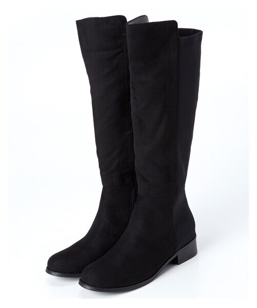 nissen（ニッセン）の「【ゆったり幅広】バックストレッチロングブーツ（ワイズ４Ｅ）（ブーツ・メンズ・黒スムース/黒スエード・M=23.0~23.5cm/4E/L=24.0~24.5cm/4E/LL=25.0~25.5cm/4E/3L=26.0~26.5cm/4E）」の2枚目の写真