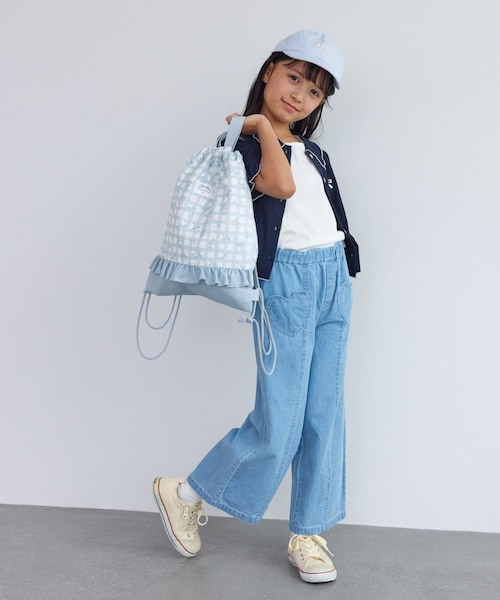 ROPE' PICNIC(ロペピクニック)の「【KIDS/キッズ】チェック×リボン柄ナップザック(バックパック/リュック・キッズ・サックス/ラベンダー系・F)」の4枚目の写真