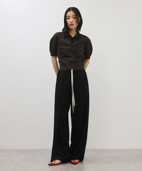 ADAM ET ROPE'(アダムエロペ)の「【定番】ラミーニットポロシャツ(ポロシャツ・レディース・キナリ/ダークブラウン系/サックス・F)」の5枚目の写真