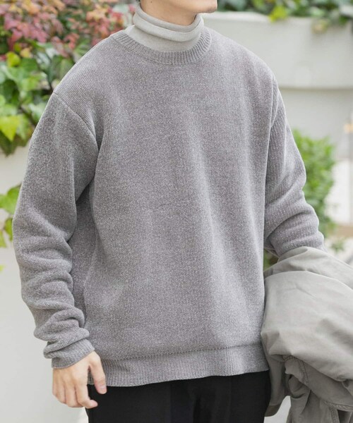 ITEMS URBANRESEARCH（アイテムズ アーバンリサーチ）の「ダブルフェイスシェニールクルーネックニット（ニット/セーター・メンズ・WHT/BLUE GRAY/GREIGE/INK BLACK・M/L）」の19枚目の写真