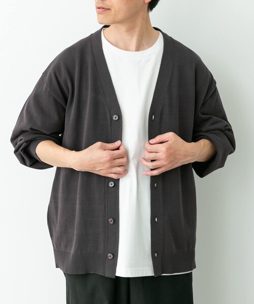URBAN RESEARCH Sonny Label（アーバンリサーチサニーレーベル）の「強撚コットンニットカーディガン（カーディガン/ボレロ・メンズ・グレー/チャコール/レッド・M/L）」の19枚目の写真