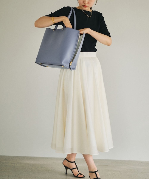 ROPE'(ロペ)の「【E'POR】Y BAG Wide/A4対応・通勤(トートバッグ・レディース・ベージュ/ブルー系・F)」の7枚目の写真