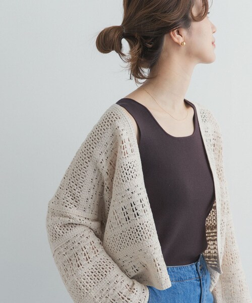 URBAN RESEARCH DOORS(アーバンリサーチドアーズ)の「2WAYニットタンク(タンクトップ・レディース・OFF/BROWN/NAVY・Free)」の4枚目の写真
