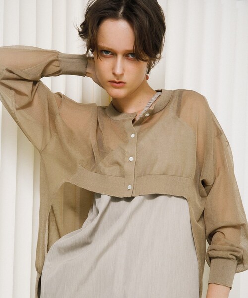 LAATO（ラート）の「sheer cardigan（カーディガン/ボレロ・レディース・リップ/ラクダ・Free）」の4枚目の写真
