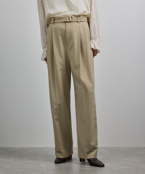 ROPE'(ロペ)の「【洗える】ウール混ツイル ベルト付きツータックワイドパンツ/セットアップ対応【WEB・一部店舗限定】(その他パンツ・レディース・ブラック/ベージュ・36/38)」の10枚目の写真