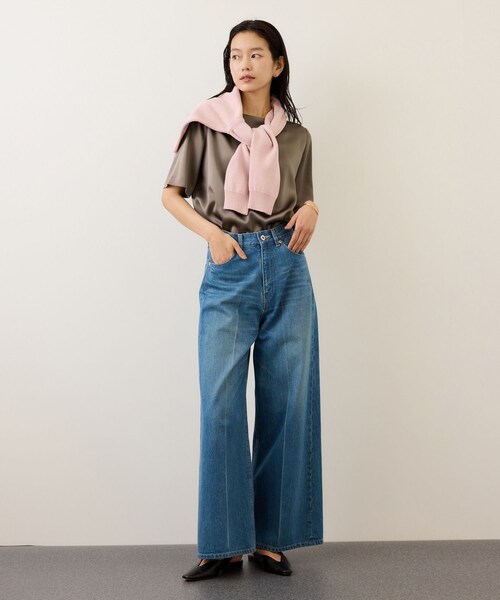 ROPE'（ロペ）の「ドレープサテンティーブラウス/セットアップ対応・イージーケア（シャツ/ブラウス・レディース・ブラック/キャメル系/ベージュ・F）」の18枚目の写真