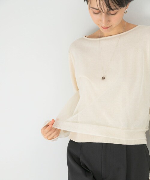 URBAN RESEARCH ROSSO（アーバンリサーチロッソ）の「シアーレイヤードニット（ニット/セーター・レディース・OFF WHITE/PINK・Free）」の6枚目の写真