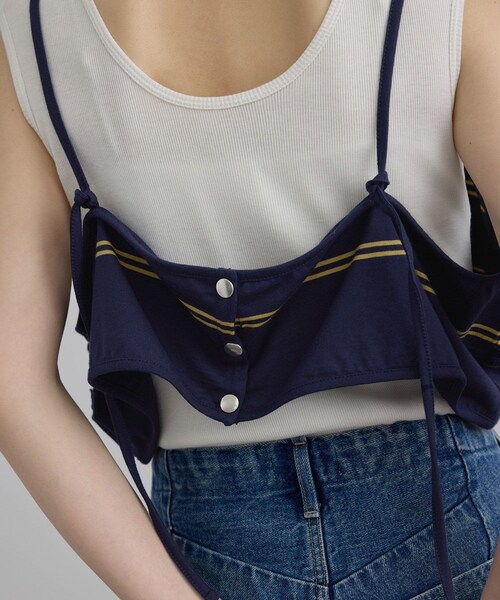 ADAM ET ROPE'(アダムエロペ)の「【crinkle crinkle crinkle】griguri border big bra(キャミソール・レディース・ネイビー系・F)」の9枚目の写真