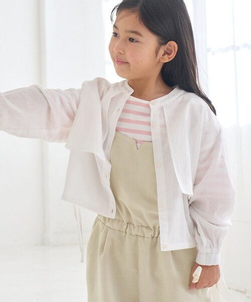 ROPE' PICNIC（ロペピクニック）の「【KIDS/キッズ】【接触冷感・通気性】お着軽シャツシリーズ/綿ボイルシャツ/リンクコーデ（Tシャツ/カットソー・キッズ・オフホワイト/ピンク・L/M/S）」の17枚目の写真