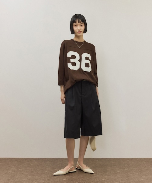 ADAM ET ROPE'（アダムエロペ）の「【Oblada(オブラダ)】別注 FOOTBALL TEE（Tシャツ/カットソー・レディース・オフホワイト/ブラウン/ネイビー・F）」の10枚目の写真